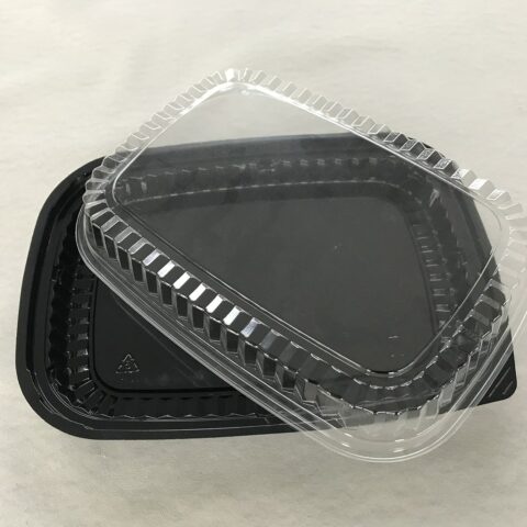 Traiteurschotel - zwart met transparant deksel - medium - take away verpakking - de zeepboeren